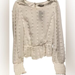 🤍 Paper Crane - beautiful white Swiss Dot Peplum Blouse - Boho style